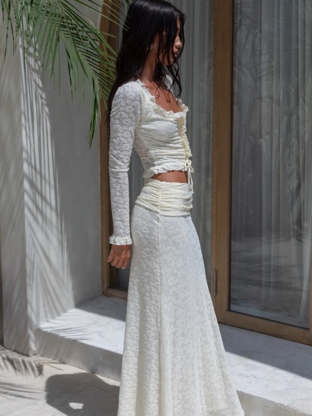 BNWT Fortunate One White-Yellow Lace Top